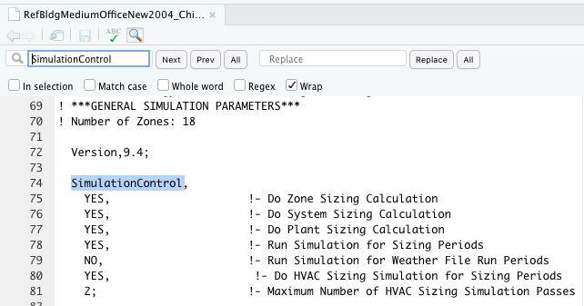 SimulationControl object in EnergyPlus.